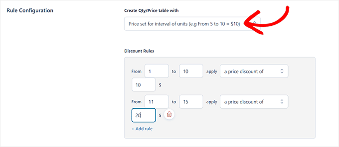Set discount rules