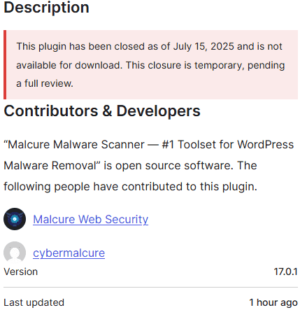 Vulnérabilité du plugin Malcure